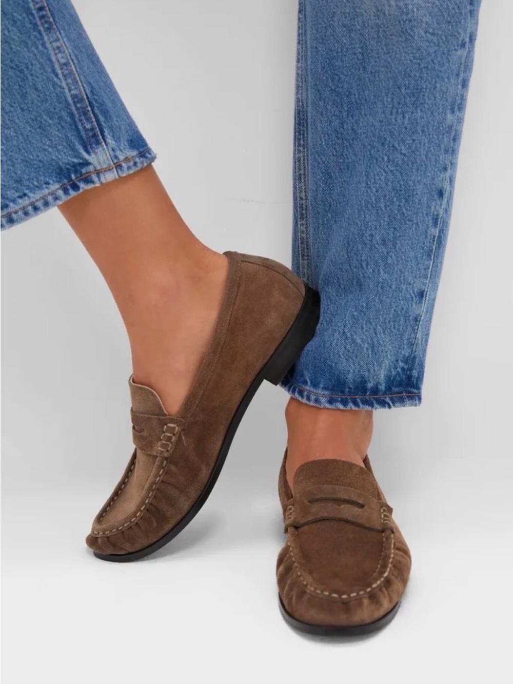 Tuckernuck Brown Suede Vivian Penny Loafers Size 8
